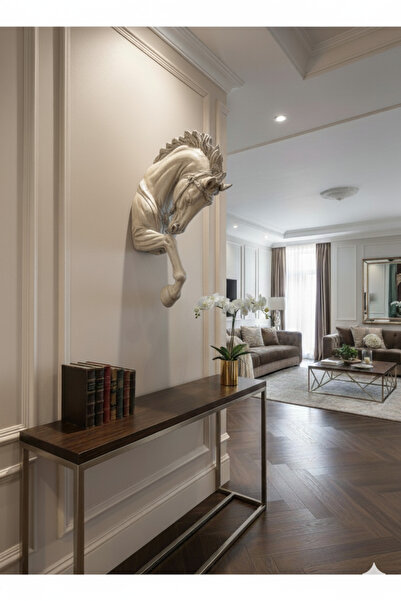 Dekoromi Dekoratif Duvar At Kafası 48x28cm El Boyaması Biblo Duvar Dekorasyon Obje