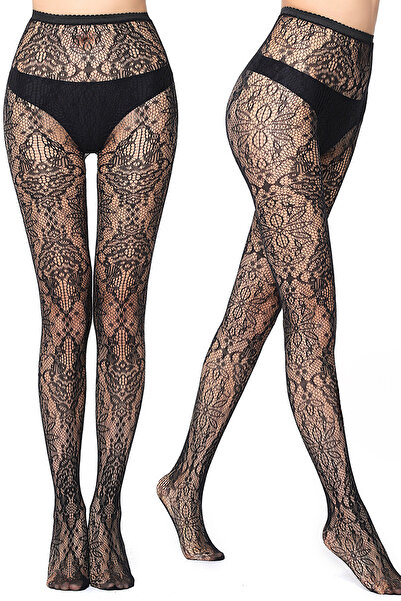 Giraffe Chiloți negri din plasă de dantelă Gothic Y2k Steampunk Lolita sexy H...