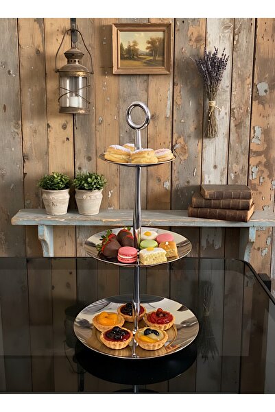 aljahwari ستاند تقديم بثلاث طوابق من الستانلس ستيل اللامع الفاخر