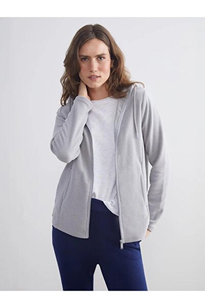 LC Waikiki Kapüşonlu Polar Kadın Fermuarlı Sweatshirt (W5)