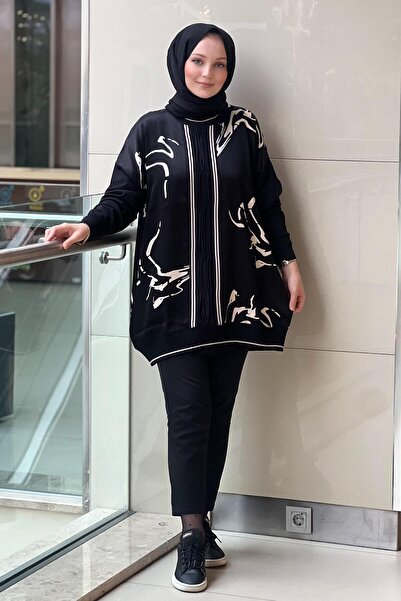 Ghisa Patterned Satin Tunic with Knitwear Detail