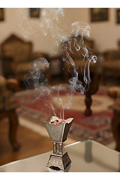 aljahwari مبخره استيل منقوشه فضي كامل مقاس الطول 18 سم صغير