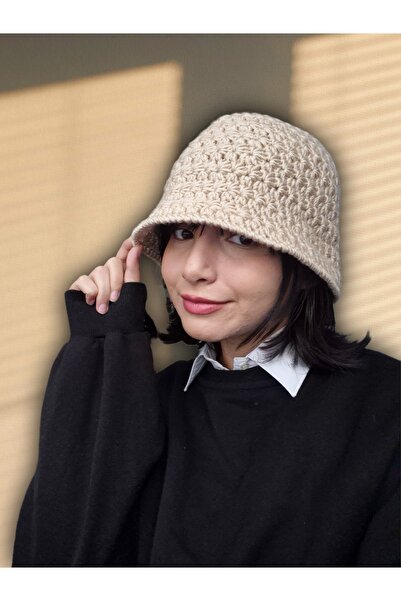 nazegram قبعة محبوكة يدويًا على شكل دلو