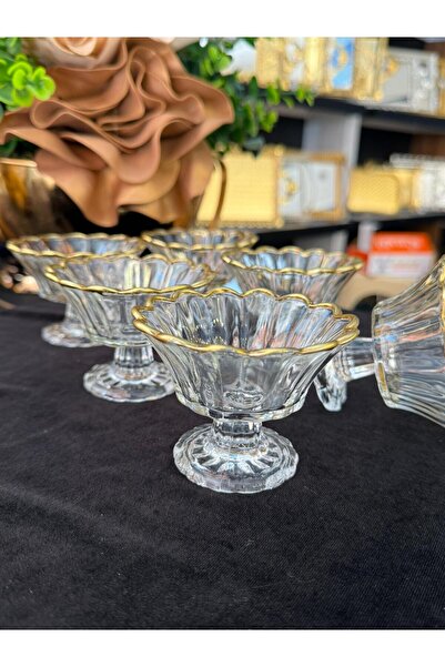 Genel Markalar 6 ADET AĞIZ YALDIZLI PAPATYA KASE LOKUMLUK SUNUMLUK SOSLUK REÇ...