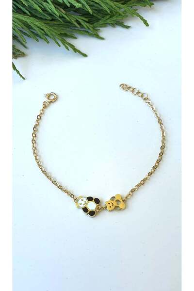 Goldlife jewellery Bebek Çocuk Çift Pandalı Siyah Beyazlı Pandalı Ayıcıklı 14...