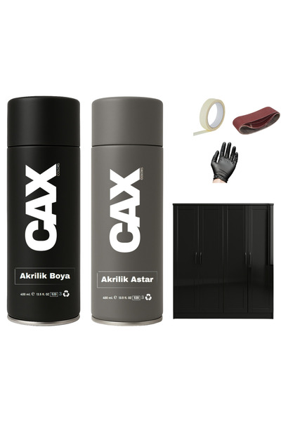 caxcolors AHŞAP&LAKE DOLAP BOYASI ÖZEL YAPIM AKRİLİK SPREY BOYA 400 ML + ÇİZİ...