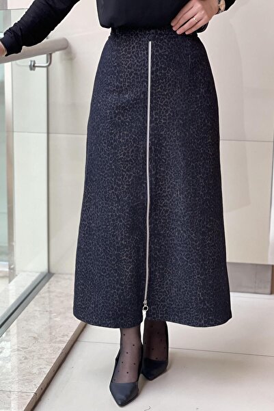 Ghisa Leopard Patterned Skirt with Zipper Detail