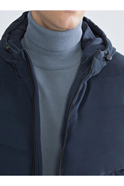 LC Waikiki Lcwaikiki Classic Navy Blue Standard Fit Hooded Men's Puffer Coat