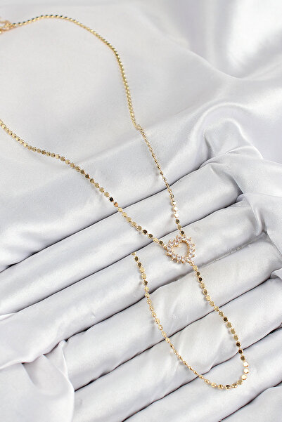 Skygo Brass Zircon Stone Crushed Chain Heart Model Gold Color Y Necklace - Tj-Bko10461