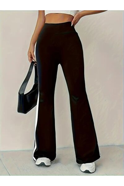 buğrahayalin Women's High Waist Spanish Long Leggings with Side Stripe Detail Diving Leggings Pants