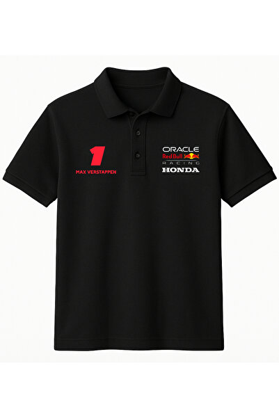 Edizen تي شيرت ماكس فيرستابن فورمولا 1 بياقة بولو للجنسين، أسود، قطن 100%، قماش بيكيه
