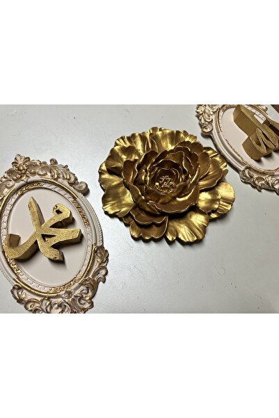 busraconcept Lotus și Allah Muhammet set de pictură din 3 piese 21 cm