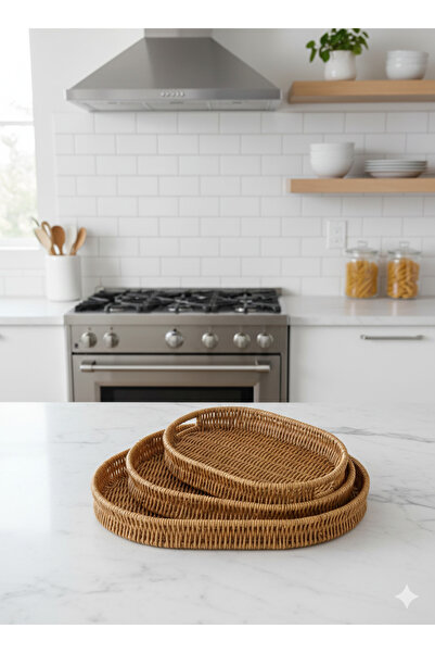 WOOF HOME Wicker Multi-Purpose Tray Presentation Tray 35X25Cm Medium Size (Coffee Presentation Tray) (1 Piece)