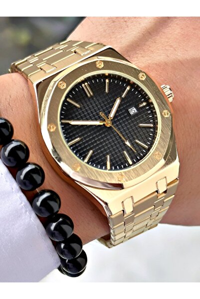 Tisaati ساعة يد رجالية فاخرة من سلسلة إيشريف موديل تيك، سوار معدني مع تقويم -...