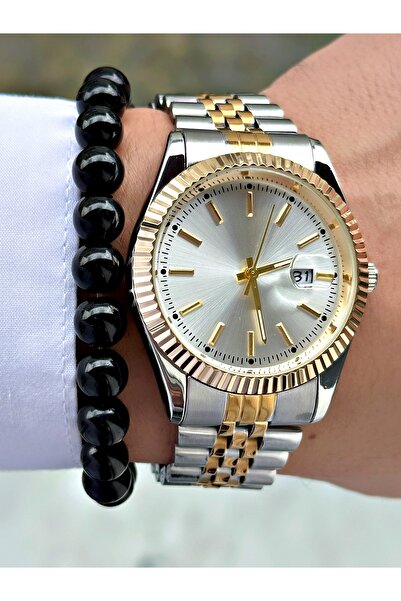 Tisaati Luxury Design Special Series Eşref Single Watch Model Metal Band Men's Wristwatch with Calendar-Bracelet Gift