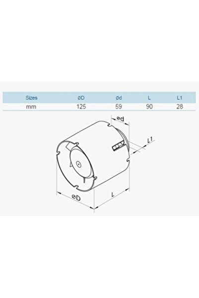 Vents Fan 125VKO1, axial in-line for duct mounting, diameter 125 mm, flow rate 190 mc