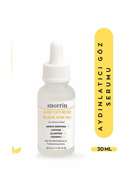 SNORRIN Göz Serumu Aydınlatıcı, Morluk ve Torbalanma Karşıtı Göz Altı Bakımı %5 Kafein + Kolajen 30 ml