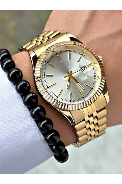 Tisaati Luxury Design Special Series Eşref Single Watch Model Metal Band Men's Wristwatch with Calendar-Bracelet Gift