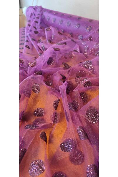 River Fabrics تول مزين بنقاط لامعة بلون البرقوق