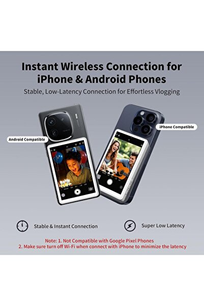 HYX Back Camera Monitor for iPhone & Samsung - Magnetic Selfie Screen (White)