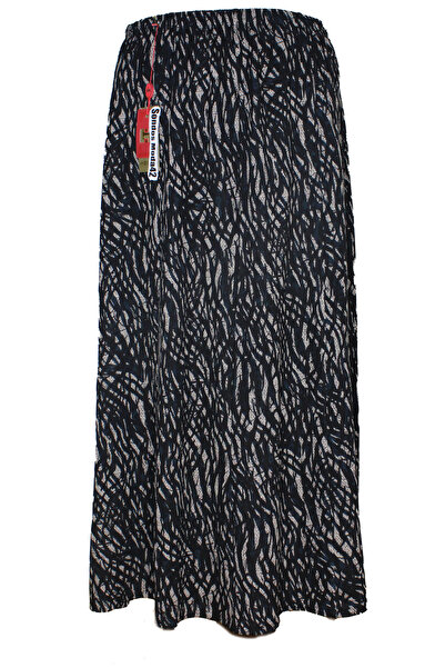 HESNA Women's Ecem Battal Size 8 Piece Elastic Seasonal Black Skirt