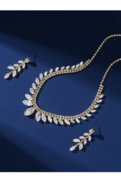 Estilo Lingerie Zircon Stone Sultan Model Necklace Earring Set Diamond Look Jewelry Set Gift Jewelry Set