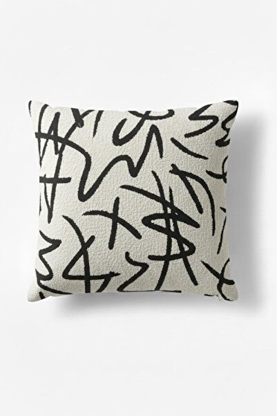 Markaev Retro geometry decorative linen chenille cushion (filled)