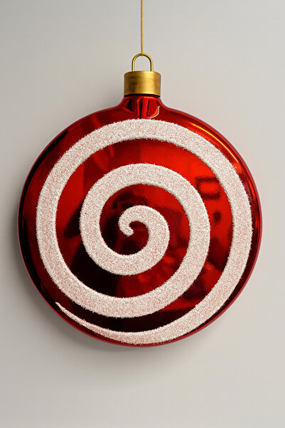 Huzur Party Store 40 cm Giant Red White Candy Shiny Spiral Patterned Christmas Ornament Luxury Large Pine Tree Home Party Decor