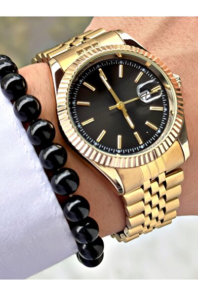 Tisaati Luxury Design Special Series Eşref Single Watch Model Metal Band Men's Wristwatch with Calendar-Bracelet Gift