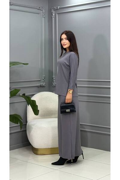 Bagira Gray Long Sleeve Skirted Two-Piece Set