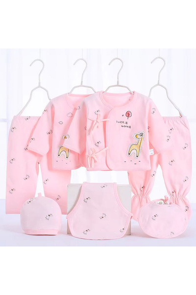 TEA1986 Σετ 7 ρούχων για νεογέννητα με ζέβρα, 100% βαμβάκι, 0-3 μηνών, ροζ