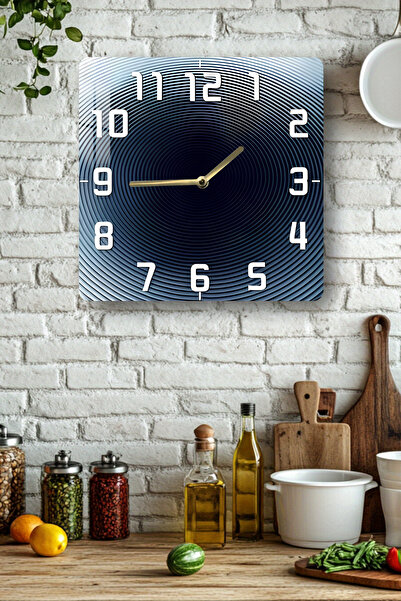 kutuTR Eye-Catching Design Tempered Glass Square Clock 33X33 cm Size Uv Printing - Kcs053