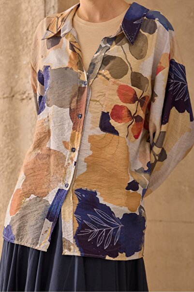 QANU Πουκάμισο με σχέδιο μπλε