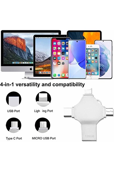 Generic 128GB 4-in-1 USB 3.0 Flash Drive (Type-C/Micro/iOS/Android) - ELTERAZONE