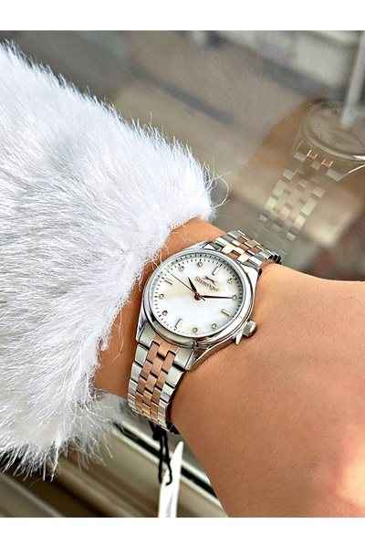 Slazenger Steel Band Steel Case 5 Atm Water Resistant Silver-Copper Color Women Wristwatch 2528Mr