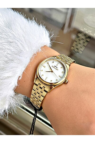 Slazenger Steel Band Steel Case 5 Atm Water Resistant Gold Color Women Wristwatch 2528Mr