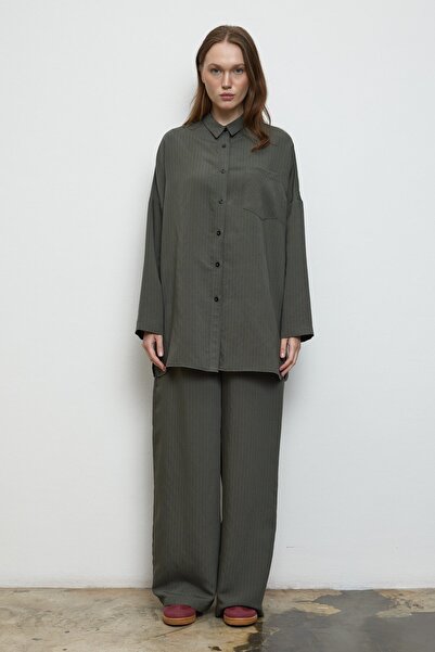 QANU Striped Modal Suit Green