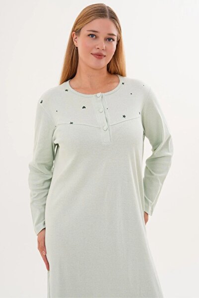 by İGP 100% Cotton Plus Size Women's Long Sleeve Nightgown