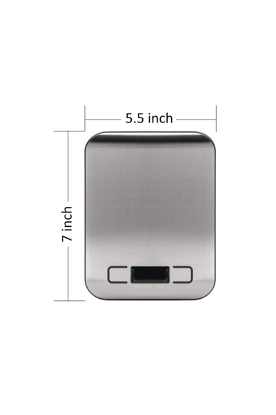 OEM Electronic kitchen scale, stainless steel, 5kg capacity, backlight, batteries, silver
