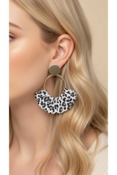 Anziano bijuteri Sallantılı Deri Leopar Küpe