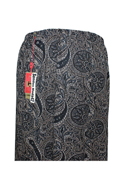 HESNA Women's Floral Pattern Oversized Size 8 Piece Elastic Seasonal Black Skirt