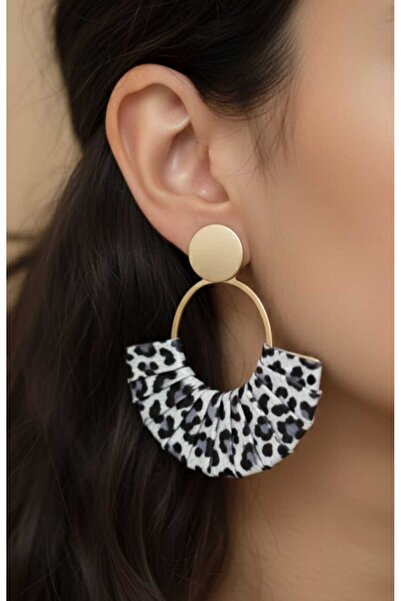 Anziano bijuteri Sallantılı Deri Leopar Küpe