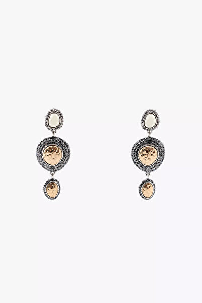 SU PERİSİ TAKI BİJUTERİ ÜÇLÜ PARLAK TAŞLI DOKULU KÜPE