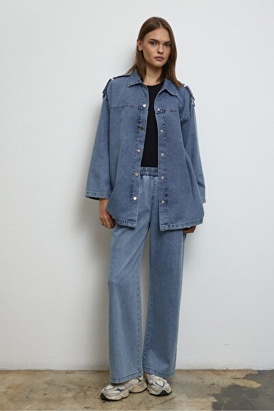 QANU بدلة دنيم باللون الأزرق الفاتح