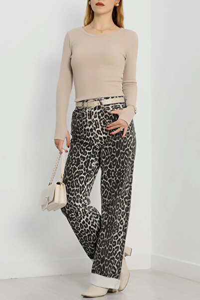 Zerenyus Crew Neck Finger-Loop Camisole Blouse Beige