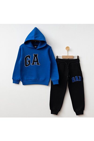 Uğur bebe Set de trening cu glugă, cu 3 fire, foarte gros, albastru