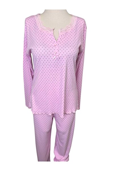 İNSPİRA Plus Size Oversized Pajama Set Patterned Long Sleeve V-Neck Winter Fabric