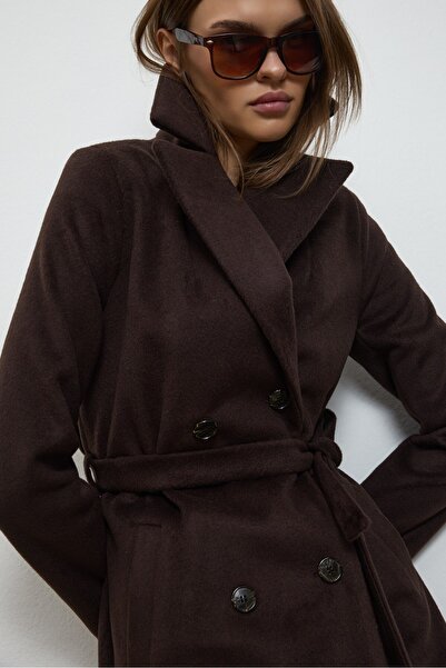 QANU Lune Kaşe Kaban Kahverengi