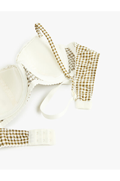 Koton Άνετο σουτιέν χωρίς επένδυση με δαντέλα με λεπτομέρειες καρό