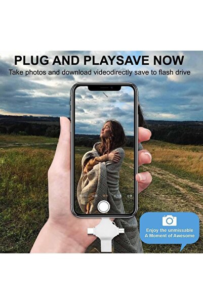 Generic 128GB 4-in-1 USB 3.0 Flash Drive (Type-C/Micro/iOS/Android) - ELTERAZONE